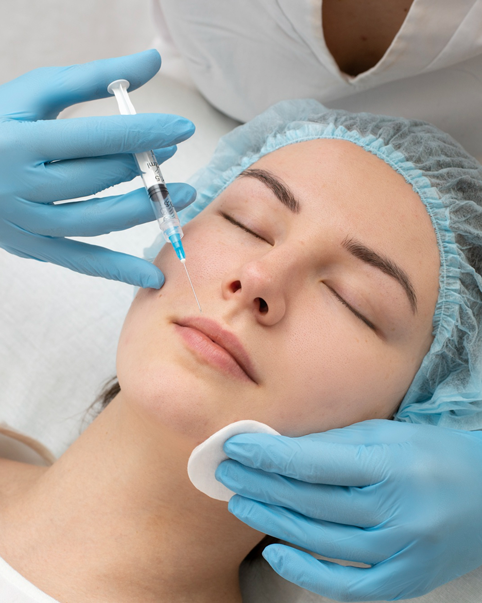 PDRN skin booster being injected into a patient's cheek
