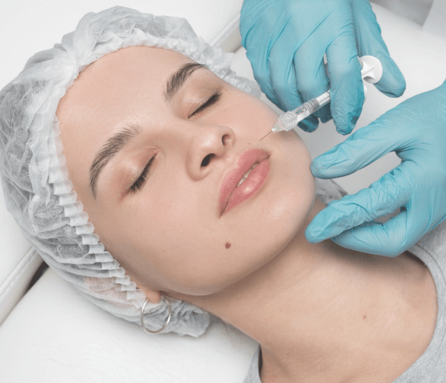 Clinician injecting a skin booster into a patient's cheek